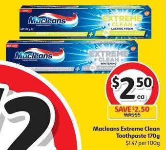 Coles Macleans Extreme Clean Toothpaste 170g offer