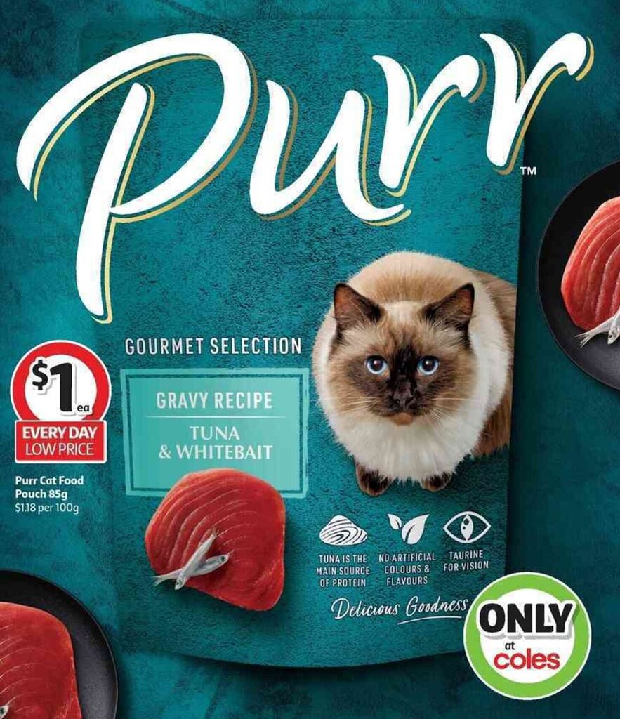 Purr Cat Food Pouch 85g offer at Coles