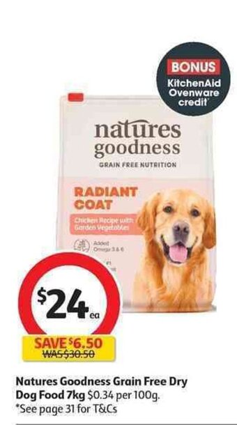 Coles Natures Goodness Grain Free Dry Dog Food 7kg offer