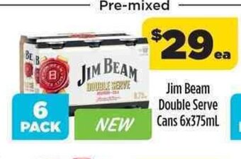 Coles Jim Beam Double Serve Cans 6x375mL offer