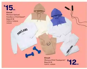 BIG W Circuit Womens Spliced Hoodies Or Print Sweat Circuit Womens Print Trackpants offer