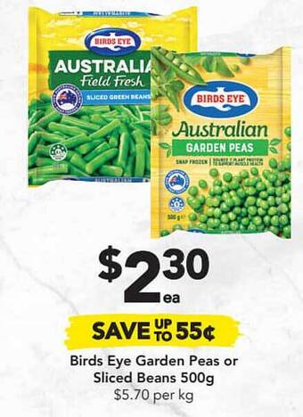 Drakes Birds Eye Garden Peas Or Sliced Beans offer