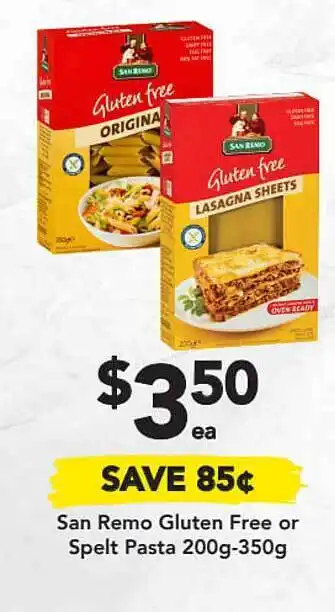 Drakes San Remo Gluten Free Or Spelt Pasta offer