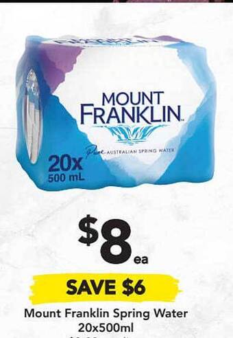 Drakes Mount Franklin Spring Water offer