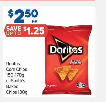 Foodland Doritos Corn Chips Or Smith's Baked Chips offer
