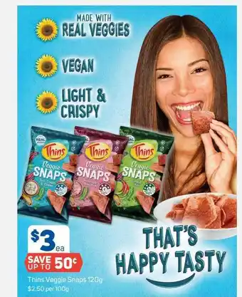 Foodland Thins Veggie Snaps offer