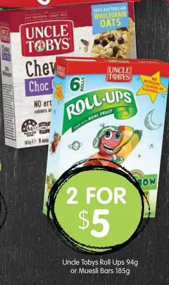 Spudshed Uncle Tobys Roll Ups Or Muesli Bars offer