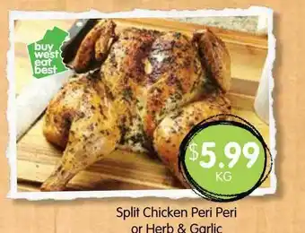 Spudshed Split Chicken Peri Peri Or Herb & Garlic offer