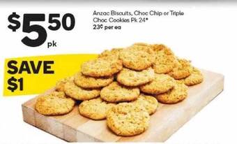 Woolworths Anzac Biscuits Choc Chip Or Triple Choc Cookies offer
