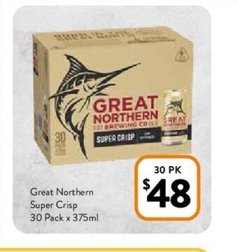 Foodworks Great Northern Super Crisp 30 Pack x 375ml offer