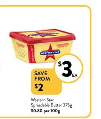 Foodworks Western Star Spreadable Butter 375g offer