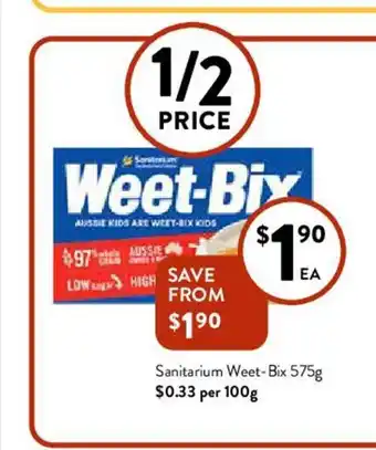 Foodworks Sanitarium Weett - Bix 575g offer