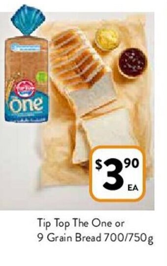 Foodworks Tip Top The One or 9 Grain Bread 700/750g offer