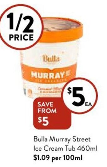Foodworks Bulla Murray Street Ice Cream tub 460ml offer