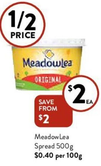 Foodworks MeadowLea Spread 500g offer