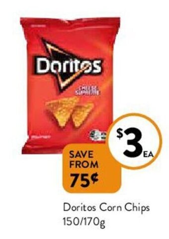 Foodworks Doritos Corn Chips 150/170g offer