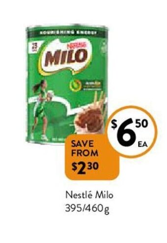 Foodworks Nestle Milo 395/460g offer