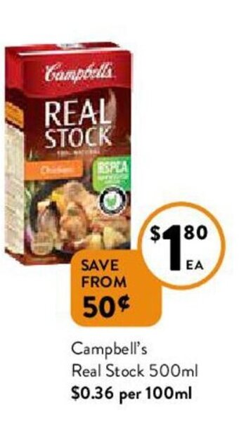 Foodworks Campbell's Real Stock 500ml offer