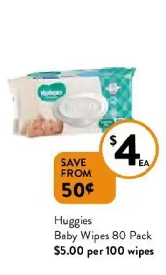 Foodworks Huggies Baby Wipes 80 Pack offer