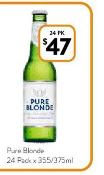 Foodworks Pure Blonde 24 Pack x 355/375ml offer