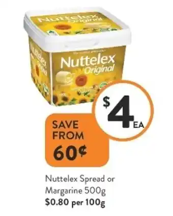 Foodworks Nuttelex Spread Margarine 500g $0.80 Per 100g offer