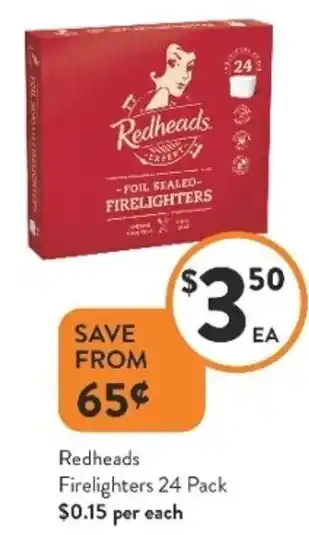 Foodworks Redheads Firelighters 24 Pack $0.15 Per Each offer