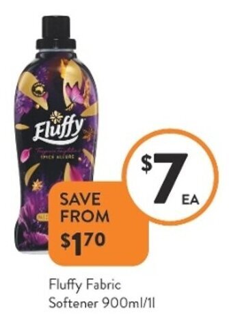 Foodworks Fluffy Fabric Softener 900ml/1L offer