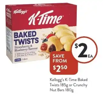 Kellogg's K-Time Baked Twists 185g or Crunchy Nut Bars 180g