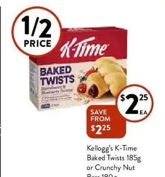 Foodworks Kellogg's K-time Baked Twists Or Crunchy Nut offer