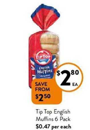 Foodworks Tip Top English Muffins 6 Pack offer