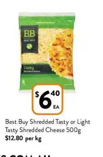 Foodworks Shredded Tasty Or Light Tasty Shredded Cheese 500g offer