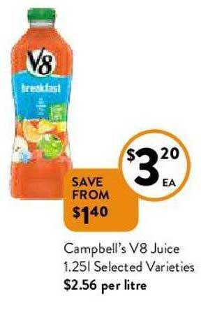 Foodworks Campbell's V8 Juice 1.25l offer