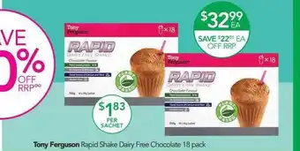 Terry White Tony Ferguson Rapid Shake Dairy Free Chocolate offer