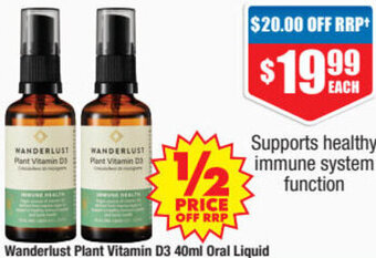 ePharmacy Wanderlust Plant Vitamin D3 40ml Oral Liquid offer