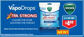 ePharmacy Vicks VapoDrops Xtra Strong Menthol Blast 16 Pack offer