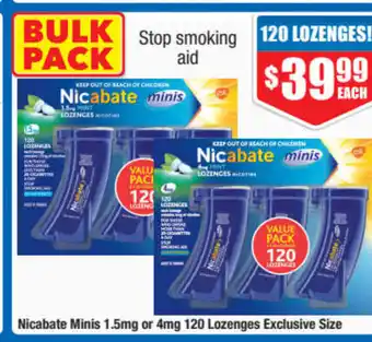 ePharmacy Nicabate Minis 1.5mg or 4mg 120 Lozenges Exclusive Size offer