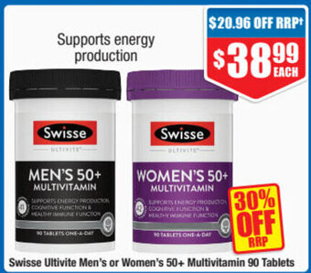 ePharmacy Swisse Ultivite Men's or Women's 50+ Multivitamin 90 Tablets offer