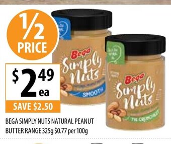 Supabarn Bega Simply Nuts Natural Peanut Butter Range 325g offer