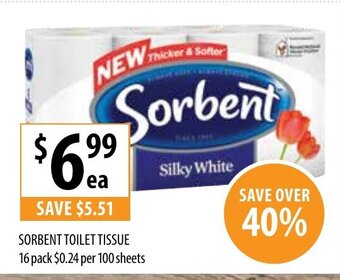 Sorbent Toilet Tissue 16 pack