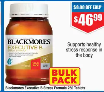 ePharmacy Blackmores Executive B Stress Formula 250 Tablets offer