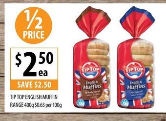 Supabarn Tip Top English Muffin Range 400g offer