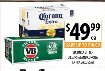 Supabarn Victoria Bitter 24x375ml And Corona Extra 24x355ml offer