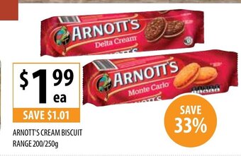 Supabarn Arnott's Cream Biscuit Range 200/250g offer