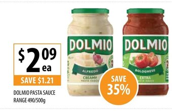 Supabarn Dolmio Pasta Sauce Range 490/500g offer