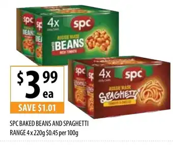 Supabarn SPC Baked Beans And Spaghetti Range 4x220g offer