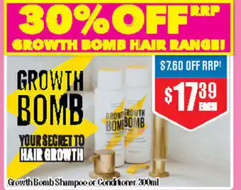 Growth Bomb Shampoo or Conditioner 300ml