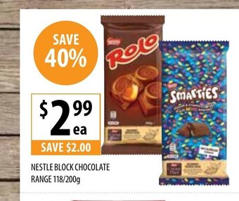 Supabarn Nestle Block Chocolate Range 118/200g offer
