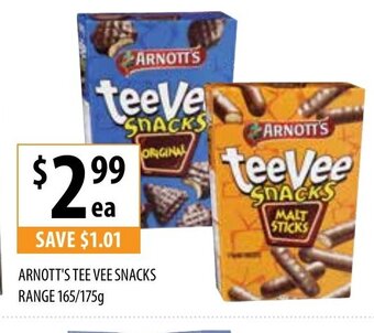 Supabarn Arnott's Tee Vee Snacks Range 165/175g offer
