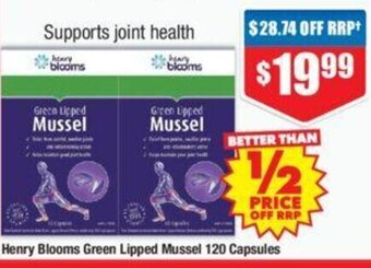 Chemist Warehouse Henry Blooms Green Lipped Mussel 120 Capsules offer