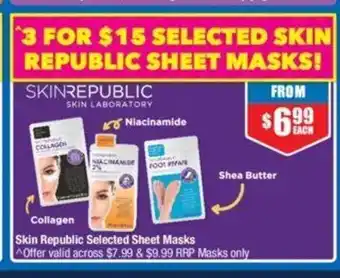 Chemist Warehouse Skin Republic Selected Sheet Masks offer
